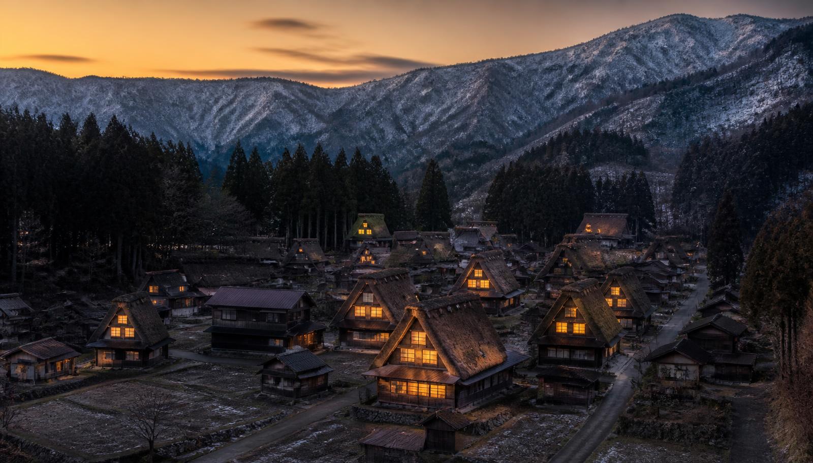 Thatched farmhouses in the village of Shirakawa-go