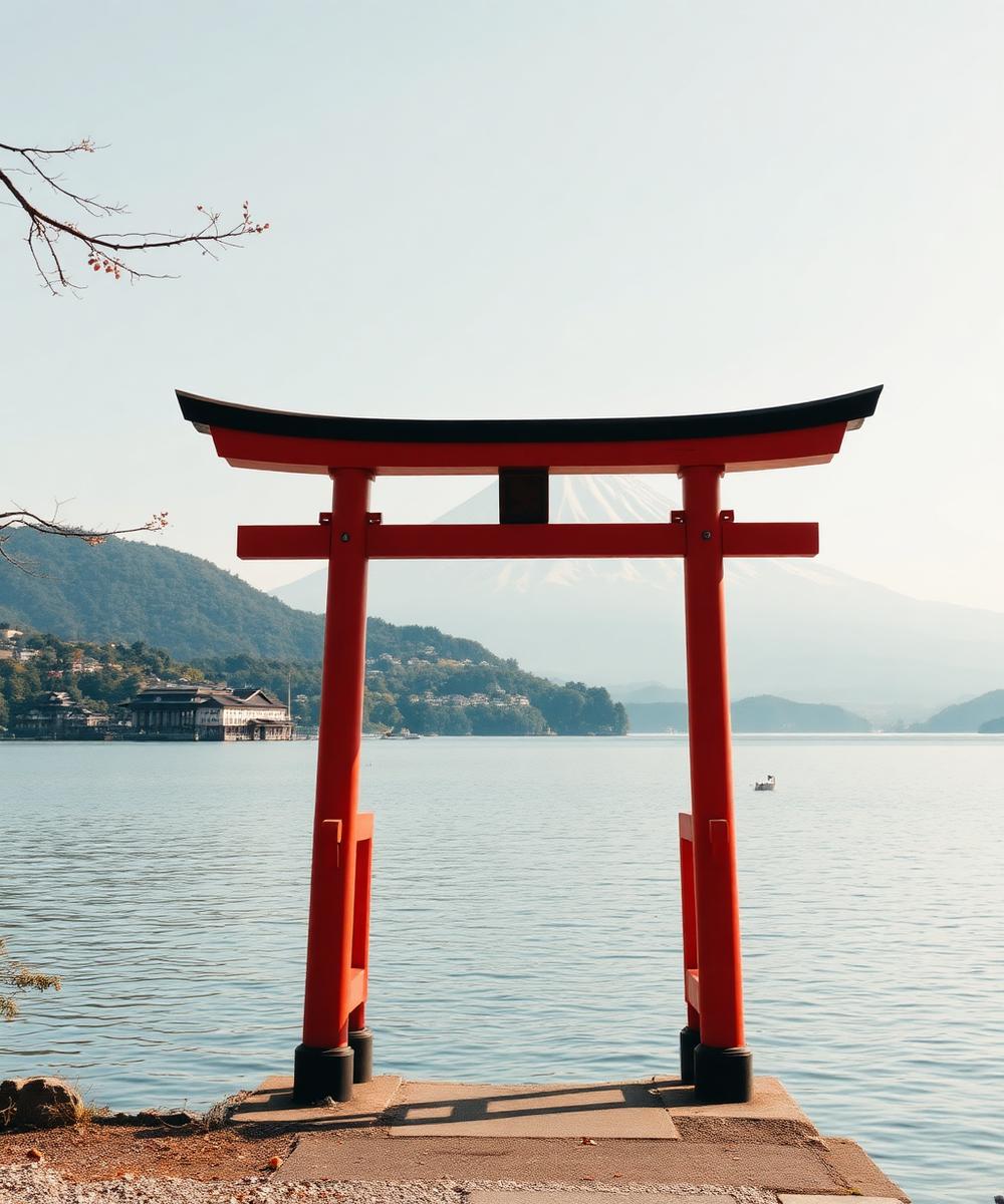 Torii gate on Lake Ashi in Hakone